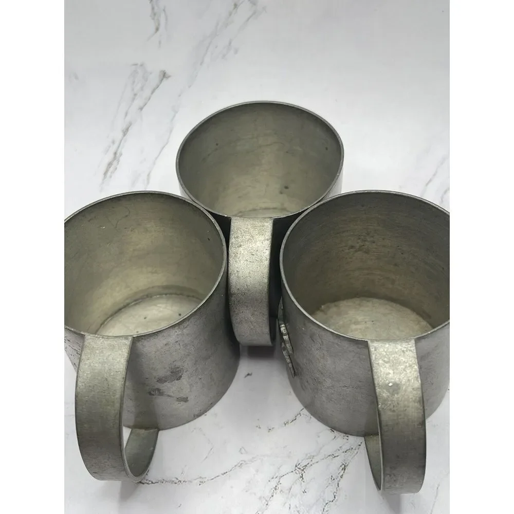 3 Children's Metal Cups w/Animals Duck, Horse,‎ Bear Vintage